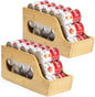 2 Pack Bamboo Can Organizer for Pantry, Soda Can Dispenser Rack Drink Holders Stackable Canned Goods Storage for Pantry Kitchen Cabinet Up To 30 Cans