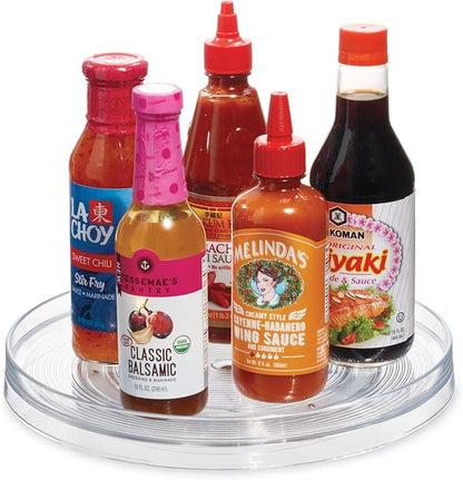 iDesign Recycled Plastic Lazy Susan Turntable Organizer, The Linus Collection – 11” x 1.75”, Clear