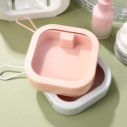 PRETYZOOM Small Desktop Organizer Box with Lid 3.74X3.74X1.18In Multifunctional Storage for Hair Ties False Teeth Jewelry Accessories