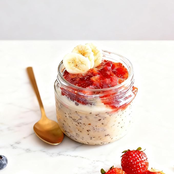 Overnight Oats Containers with Lids, 10oz Wide Mouth Mason Jars with Lids, 6 Pack Glass Jars with Airtight lid for Chia Pudding Yogurt Salad, Meal Prer Oatmeal Jars, Gray