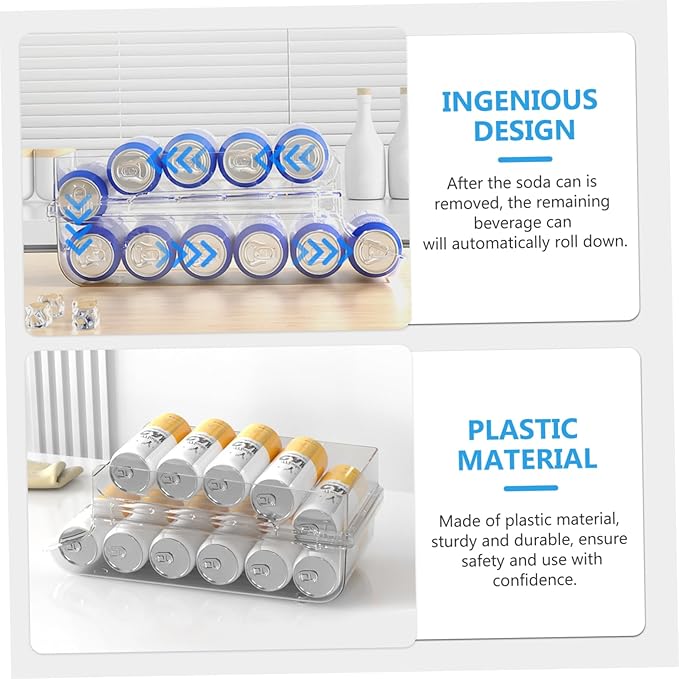 Soda Can Organizer for Fridge Transparent Beverage Holder Space-saving Drink Dispenser for Refrigerator and Pantry Storage