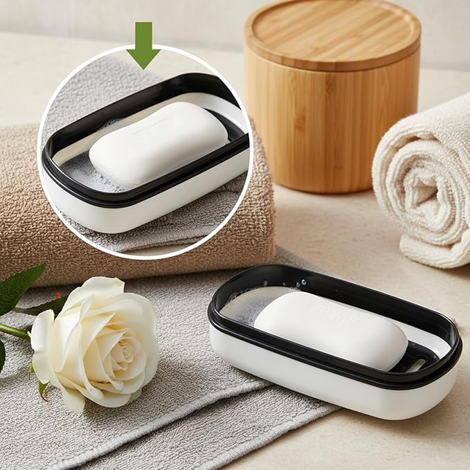 Bar Soap Travel Case, Shampoo Bar Holder Soap Case Holder for 5 oz/10 oz Bars Portable Shampoo Bars Soaps Cases with Draining Pad for Shower Bathroom Gym Traveling