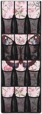 12-Pocket Foldable Door Hanging Organizer, Oxford Cloth Waterproof and Ideal for Bathroom Closet or Kitchen Storage Needs, Pink Black Butterfly and Flowers