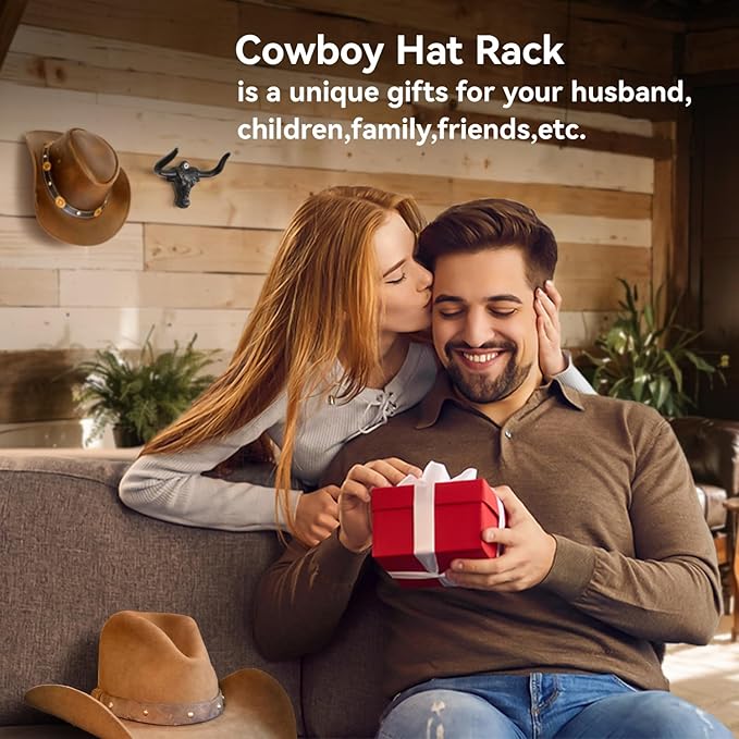 Cowboy Hat Rack Wall Mount 4PC Cowboy Hat Holder Hooks Western Hat Rack Metal Cowboy Hat Hooks Rustic Western Decor Hat Hanger