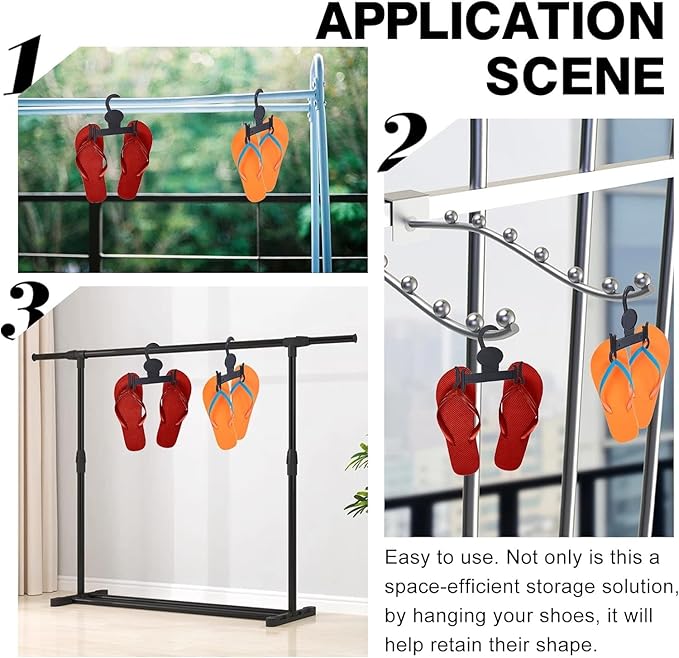 Shoe Hanging Hooks - Space-Saving Hanging Storage for Shoes, Sandals, Sneakers - Plastic Holder Organizer Hanger,Balck,50-Pack, Black