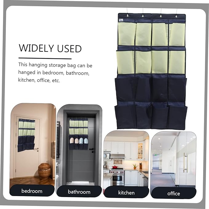 UKCOCO Over the Door Shoe Organizer Bag Multi Pouch Hanging Storage for Shoes Clothes and Daily Essentials Oxford Wall Mounted Holder for Closet and Bedroom Blue and Yellow