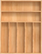 Silverware Organizer, Bamboo Kitchen Drawer Organizer, Utensil Holder, Cutlery Tray & Spoon Flatware Storage with Grooved Drawer Dividers (13''W x 17''D)
