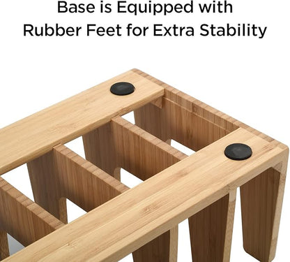 MobileVision Bamboo Pot Lid Holder Organizer for Storage in Cabinets or Kitchen Countertops and Cupboards