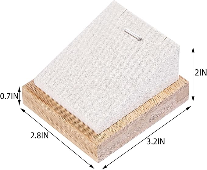 Coward 4Pcs Bamboo Necklace Holder Organizer Pendant Jewelry Dispaly Stand for Selling Pandent Rack for Home Bedroom Drawer (Beige Velvet)
