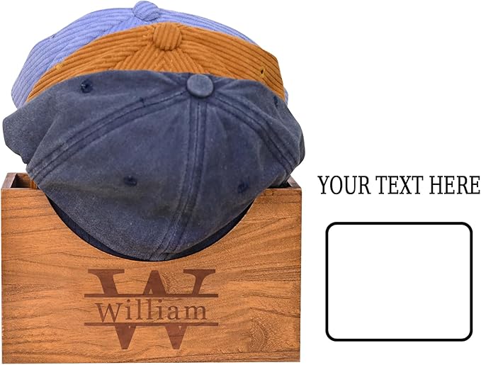 TNYKER Custom Hat Holder, Engraved Wooden Hat Rack for Dad, Personalized Name Design Hat Organizer for Wall Closet Storage, Baseball Cap Organizer Hat Box, Custom Gifts for Men Father Grandpa Husband