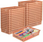 Wenqik 24 Pcs Plastic Storage Baskets for Classroom Organizing Small Pantry Storage Bins Rectangular Tray for School Household Toys Classroom Bedrooms, Kitchens Countertops (Brown)