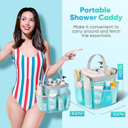 EUDELE Mesh Shower Caddy Portable, 8-Pocket Large Capacity, Quick Dry, Easy Clean, for Beach, Swimming, Gym, Travel