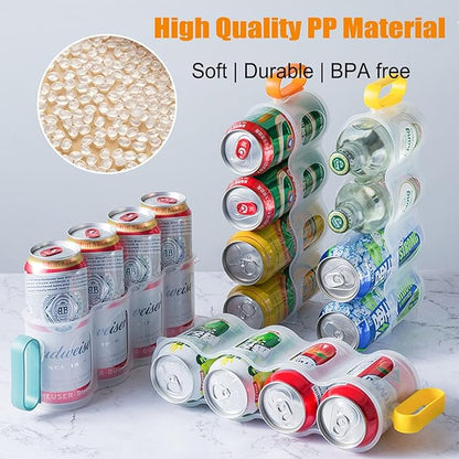 4 Pack Soda Can Organizer For Refrigerator, Pantry Plastic Organizer Rack，Stackable Canned Food Pop Cans Container Can Holder Dispenser