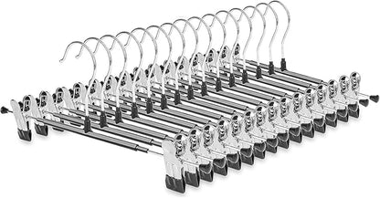 Non-Marking Anti-Slip Pants Hanger and Clip, Space-Saving, for Jeans, Long Pants, Skirts and Shorts - Durable (20, Black)