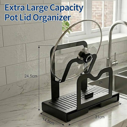 VinBee Pot Lid Organizer, Lid Holder Rack for Kitchen Cabinet Countertop, Stainless Steel Heavy Duty Storage Organizer for Home Cooks, Pan Lid Holder, Spoon Rest