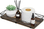 Lixple Toilet Paper Basket Holder, 13" Toilet Tank Tray, Wood and Metal Toilet Tray Vanity Organizer Bathroom Tray, Kitchen Sink Organizer for Soap Dispenser (Brown+Black)