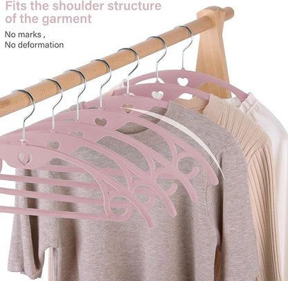 Velvet Hangers 50 Pack: Felt Clothes Hangers Heavy Duty Shirt Sweater Hangers No Shoulder Bump Non Slip Slim Thin Coat Hangers for Closet - Pink Multi