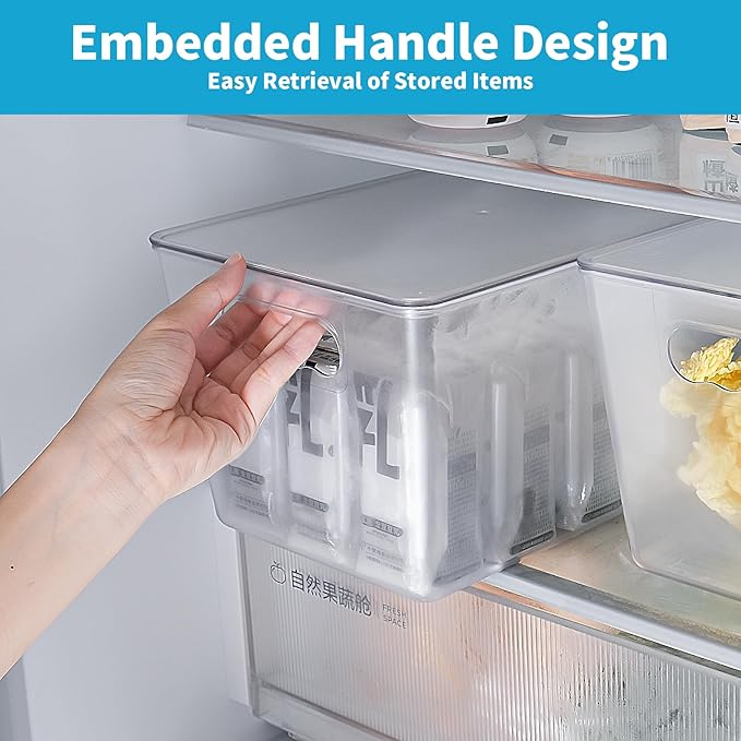 4 Pack Clear Stackable Storage Bins with Lids, Large Plastic Pantry Organizers and Storage Containers for Kitchen Cabinet, Fridge, Closet, Bathroom - BPA-Free Home Organization Must Haves