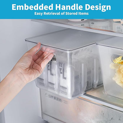 4 Pack Clear Stackable Storage Bins with Lids, Large Plastic Pantry Organizers and Storage Containers for Kitchen Cabinet, Fridge, Closet, Bathroom - BPA-Free Home Organization Must Haves