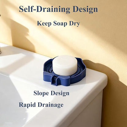 3PC Self-Draining Silicone Soap Dish, Soap Holder/Tray/Saver for Shower, Bathroom, Kitchen, Bathtub, Keep Soap Dry and Easy to Clean (Dark Color)
