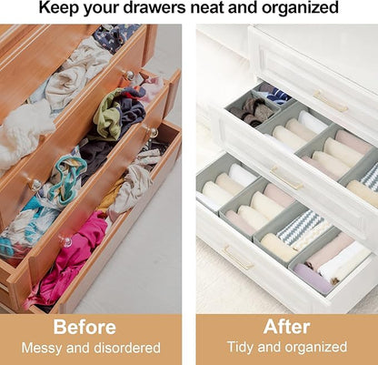 Fordonral Drawer Organizer Clothes, Foldable Fabric Dresser Organizer Closet Organizers and Storage Box for Underwear,Folded Clothes,Baby Clothing,Socks,Bra,Towels,Ties(6M+6S,Gray)