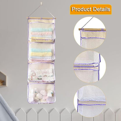 Yajuyi Over Door Organizer Hanging Storage Organizer,Stuffed Animal Storage, Accessory Holder for Shoes, Purple