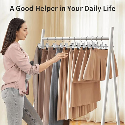 Pants Hangers with Clips: 30 Pack Skirt Hangers for Women Metal Adjustable Trouser Hangers for Jeans Shorts Dress - Black