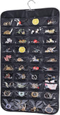 Bloss Hanging Jewelry Organizer, 2 Sided 80 Pocket Jewelry Chain Storage Bag 2 Layer of Fabric Jewelry Organizer for Necklace Bracelet Earring Ring Chain, Earring Holder - Black