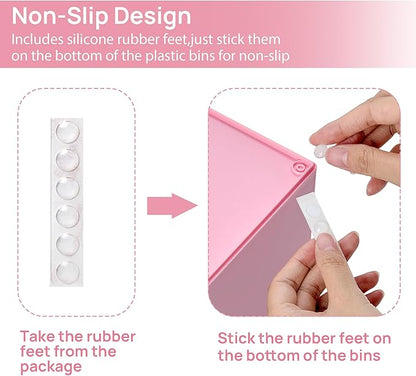 Vtopmart 4 Pack Small Clear Stackable Storage Drawers, Acrylic Bathroom Makeup Organizer, Plastic Storage Bins For Vanity, Undersink, Kitchen Cabinets, Pantry, Home Organization,Pink