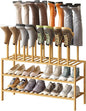 kiplant Tall Boot Rack Organizer - 8 Pair Boot Rack Bamboo Wood Shoe Rack for Entryway & Closet, Holds Tall Boots