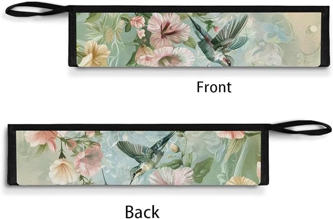 COEQINE Hummingbirds Travel Flatware Organizer Cutlery Pouch Metal Straws Case Green Floral Utensil Carrying Case for Knife Frok Spoon Organizer Holder