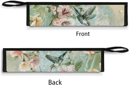 COEQINE Hummingbirds Travel Flatware Organizer Cutlery Pouch Metal Straws Case Green Floral Utensil Carrying Case for Knife Frok Spoon Organizer Holder