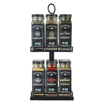 Watkins Countertop Two Tier Rotating Spice Rack, Includes 16 Watkins Organic Spices (16608)