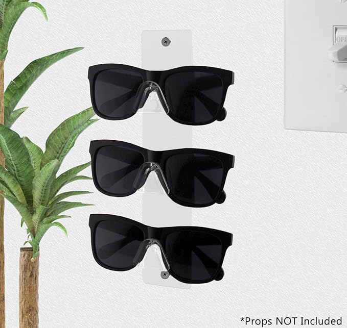 Marketing Holders Eyeglasses Holder White Acrylic Sunglasses Wall Mount Glasses Organizing Rack with Hanging Hardware 3 Tier Display Multi Pair Eyewear Reading Bifocals Frames Shades