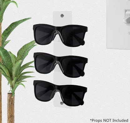 Marketing Holders Eyeglasses Holder White Acrylic Sunglasses Wall Mount Glasses Organizing Rack with Hanging Hardware 3 Tier Display Multi Pair Eyewear Reading Bifocals Frames Shades