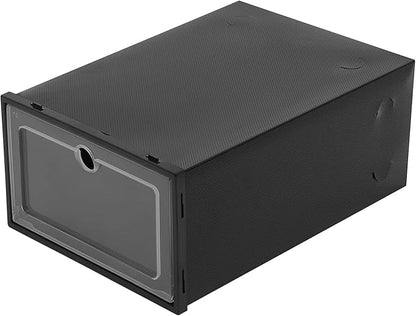 Shoe Storage, 24 Pack Shoe Organizer for Closet, Black Plastic Stackable Shoe Storage Boxes for Cabinet, Bedroom, Living room, Balcony, Black
