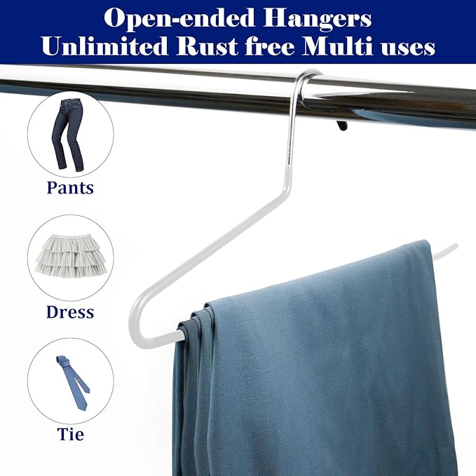 Pants Hangers 30 Pack Non Slip,Trouser/Blanket/Jeans Hangers for Closet Space Saving,Open Ended Pants Hanger Strong Durable (White)