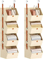 Homsorout Hanging Closet Organizer 4 Tier - Clothes Hanging Shelves, Space-Saving Closet System, Fabric Storage Bins Bedroom Organization, Collapsible Baskets for Home, Dorm, Rv, Beige, 8 Pack