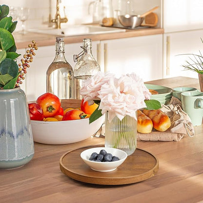 10” Acacia Wood Lazy Susan Turntable Organizer for Cabinet - Round Wooden Lazy Susan Organization and Storage for Pantry Table Kitchen Countertop Cupboard Coffee Bar Farmhouse Decor