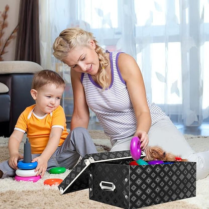XUCHUN Decorative Storage Box with lids,3 in 1 Set,Plastic,Waterproof Storage Bins for Shoes,Clothes,Office