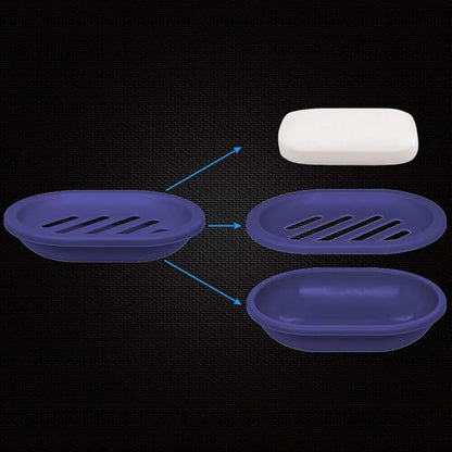 Soap Dish with Water Drainage Design for Drying and Saving Soap, Bathroom Kitchen Sponges Holder (Purple - Oval) 2 Pack