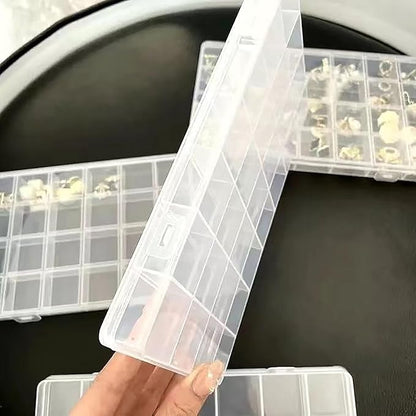 24 Grids 7.5 Inch x 5.2 Inch Fixed Clear Plastic Jewelry Organizer Storage Box Jewelry Earring Tool Containers (1)