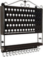 JR20-ORB Oil Rubbed Bronze Wall Mounted Organizer Necklace Holder Earring & Jewelry Display Rack with Tray