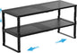 Expandable Spice Rack Kitchen Cabinet Shelf Organizer, Stackable Storage Shelves Racks, Adjustable Counter Shelving for Cabinets, Countertop, Cupboard,Pantry and More(2Packs/Black/Large)