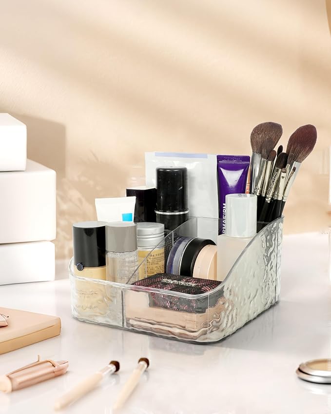 Luxury Simplified Makeup Storage Box, Transparent Tabletop Dressing Table, Large Capacity Multi Compartment Organizer for Cosmetics, for Women's Needs