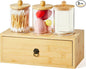 GNILLKO 3 Pack Qtip Holder Bathroom Set, Cotton Ball and Qtip Holder with Tray Drawer, Bathroom Jars with Lids Set for Cotton Ball Round Swab Pad Hair Ties Floss Perfume Jewelry