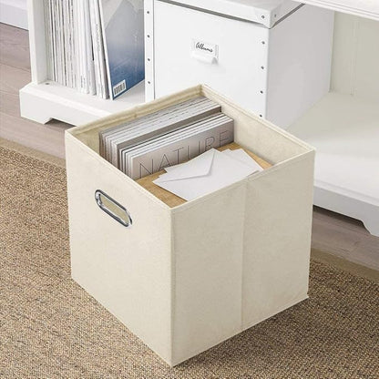 ShellKingdom Storage Bins, Foldable Fabric Storage Cubes And Cloth Storage Organizer Drawer with Metal Handle For Closet And Toys Storage, 11 X 10.5 X 10.5 INCH, 6 Pack (Beige)