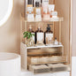 Delamu Bathroom Organizers and Storage, 2 Tier 3 Drawer Makeup Organizer Countertop, Easy to Install, Ideal for Bathroom Counter, Vanity, Ideal Gifts for Women Girls, Amber