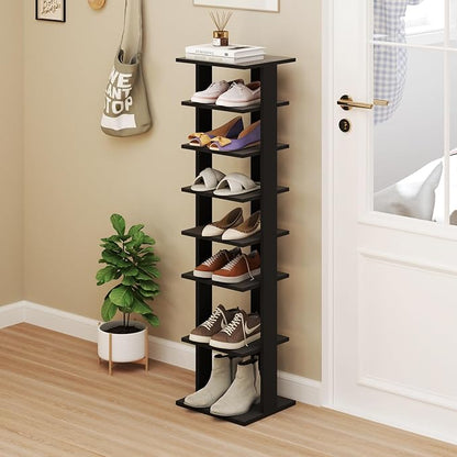Tangkula 8-Tier Vertical Shoe Rack, Space-Saving Corner Shoe Organizer for 7 Pairs, Narrow Shoe Storage for Entryway, Front Door, or Closet