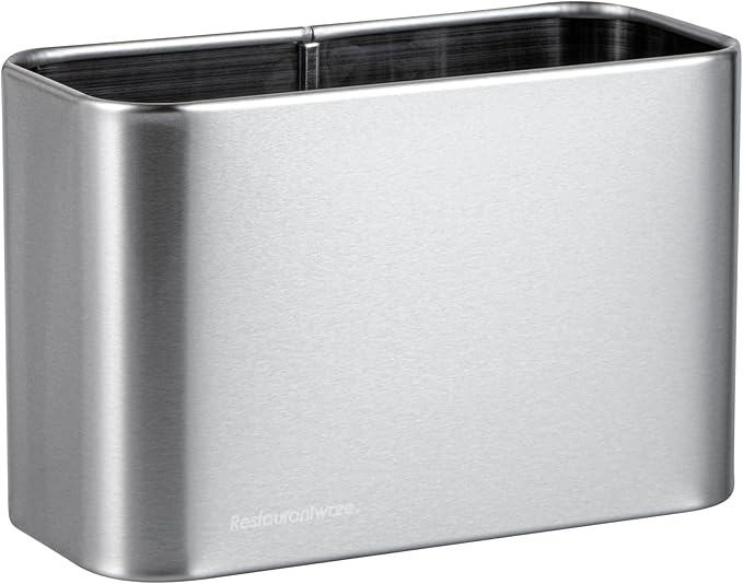 Restaurantware Stainless Steel Utensil Holder 1 Count 7 x 3.3 x 5.1 Inches Durable Cutlery Storage Flatware Organizer Rust-Resistant Sink Caddy Silver Kitchenware Holder